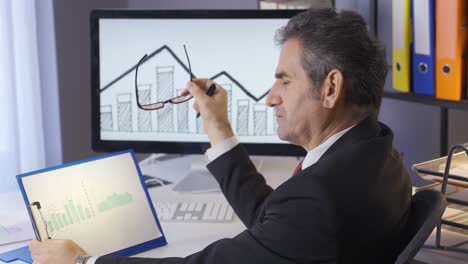 Mature-businessman-analyzing-graphs-in-his-office.-Period-profit-or-loss-graphs,-statistics.